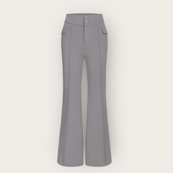 Halara High Waisted Flare Cargo Pants Small Gray Button Pocket Retro Minimalist - Picture 9 of 10